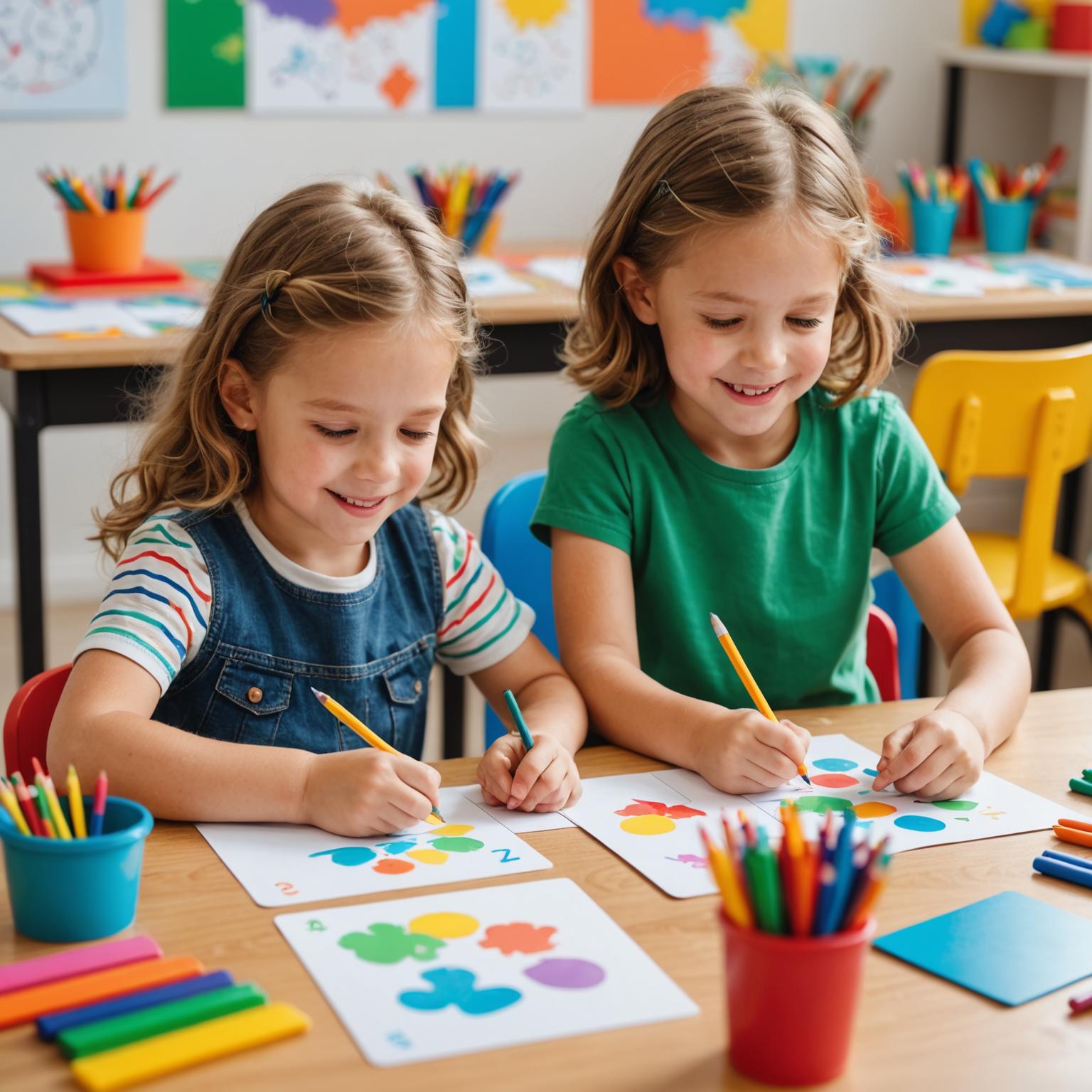 Children enjoying an interactive online language class