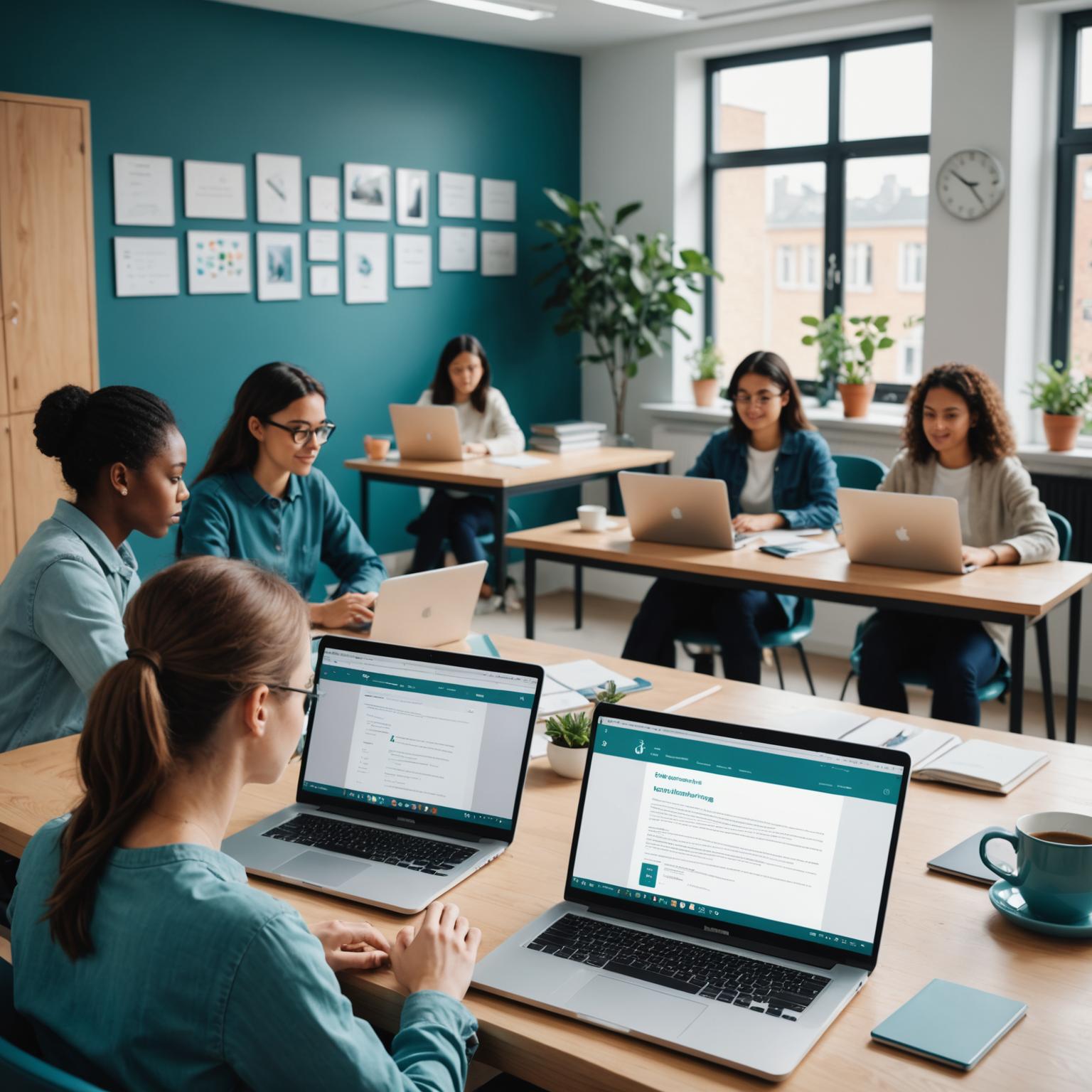 Students learning languages online with Saladiate